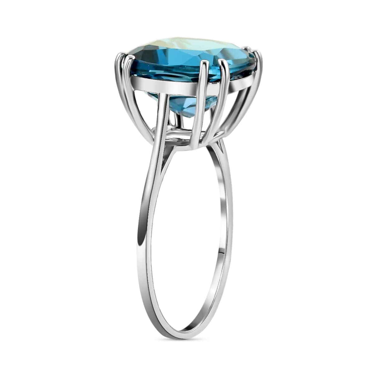 Luxoro 10K White Gold AAA London Blue Topaz Solitaire Ring (Size 10.0) 11.00 ctw image number 3