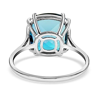 Luxoro AAA London Blue Topaz 11.00 ctw Solitaire Ring in 10K White Gold (Size 7.0)