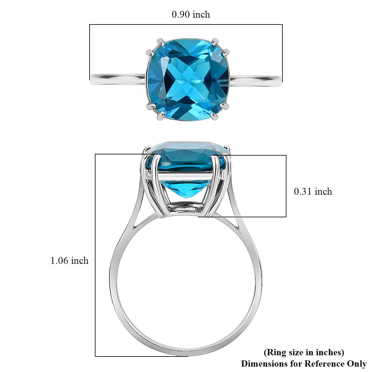 Luxoro AAA London Blue Topaz 11.00 ctw Solitaire Ring in 10K White Gold (Size 7.0)