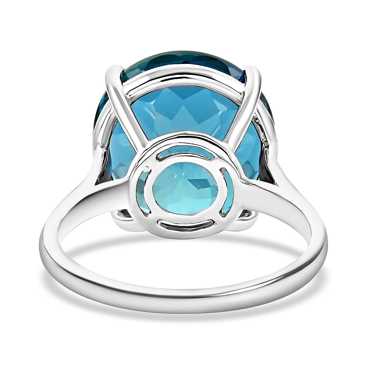 Luxoro 10K White Gold AAA London Blue Topaz and G-H I2 Diamond Ring (Size 10.0) 13.10 ctw