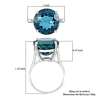 Luxoro 10K White Gold AAA London Blue Topaz and G-H I2 Diamond Ring (Size 7.0) 13.10 ctw