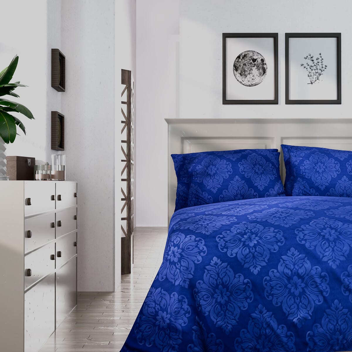 Homesmart Blue Polyester Embossed 6pcs Sheet Set - King image number 2