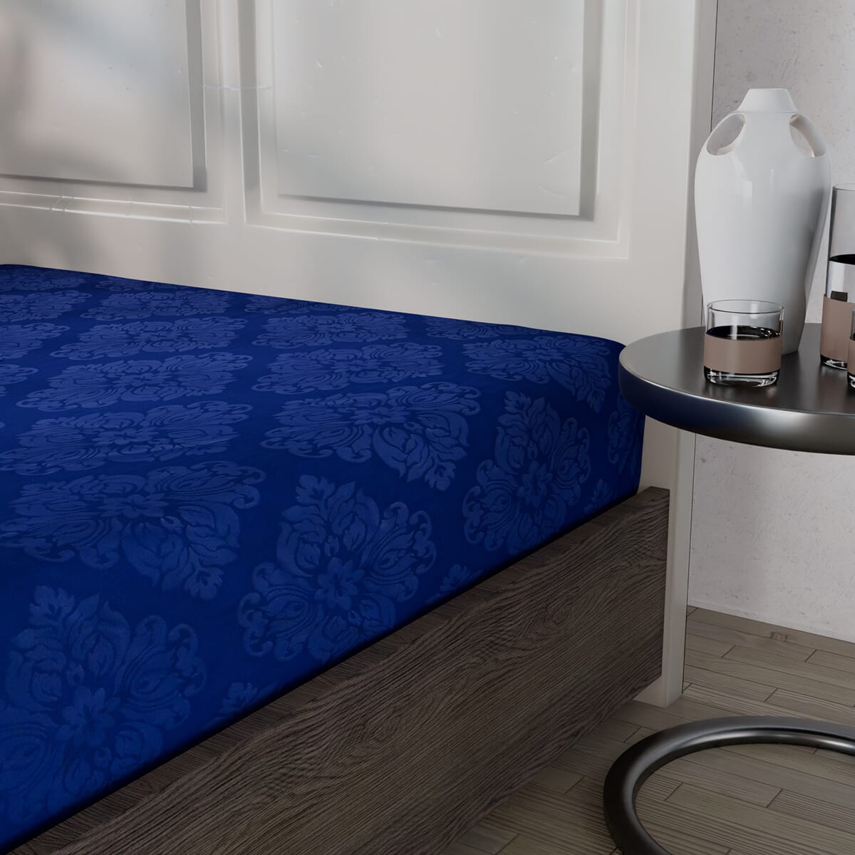 Homesmart Blue Polyester Embossed 6pcs Sheet Set - King image number 5