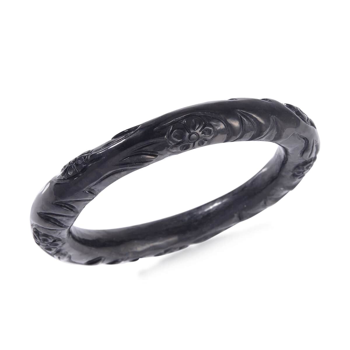 Shungite Carved Floral Vine Bangle Bracelet (7.25 In) 160.00 ctw image number 3