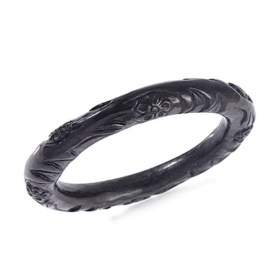 Shungite Carved Floral Vine Bangle Bracelet (7.25 In) 160.00 ctw