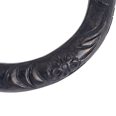 Shungite Carved Floral Vine Bangle Bracelet (7.25 In) 160.00 ctw