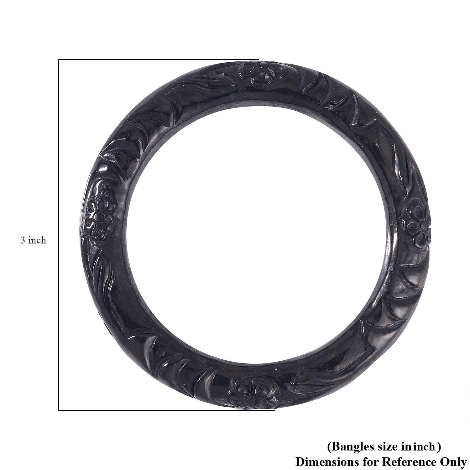 Shungite Carved Floral Vine Bangle Bracelet (7.25 In) 160.00 ctw