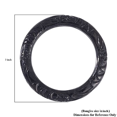 Shungite Carved Floral Vine Bangle Bracelet (7.25 In) 160.00 ctw