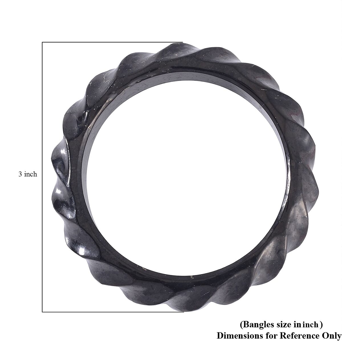 Shungite Carved Bold Twisted Bangle Bracelet (7.25 In) 250.00 ctw image number 5