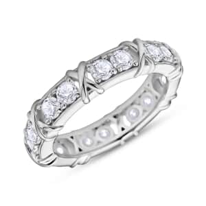 Moissanite XO Ring | Moissanite Ring | Moissanite Wedding Ring | Rhodium Over Sterling Silver Ring 1.65 ctw