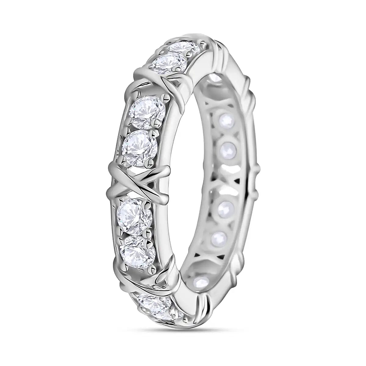 Moissanite XO Ring | Moissanite Ring | Moissanite Wedding Ring | Rhodium Over Sterling Silver Ring 1.65 ctw