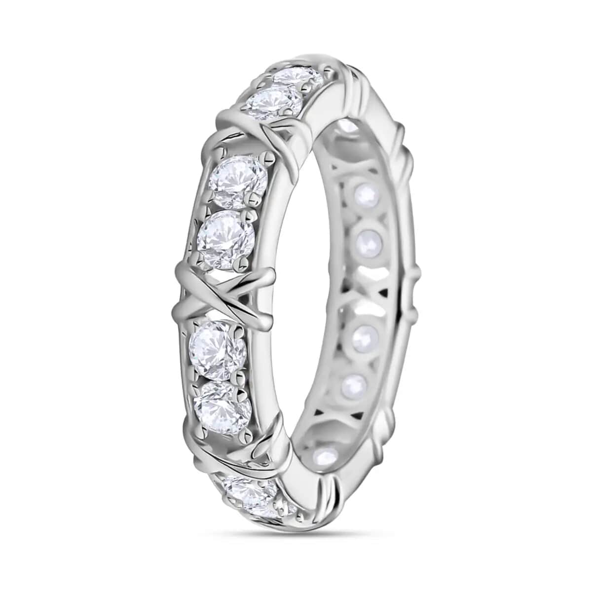 Moissanite VS EF XOXO Ring in Rhodium Over Sterling Silver (Size 10.0) 1.65 ctw image number 4