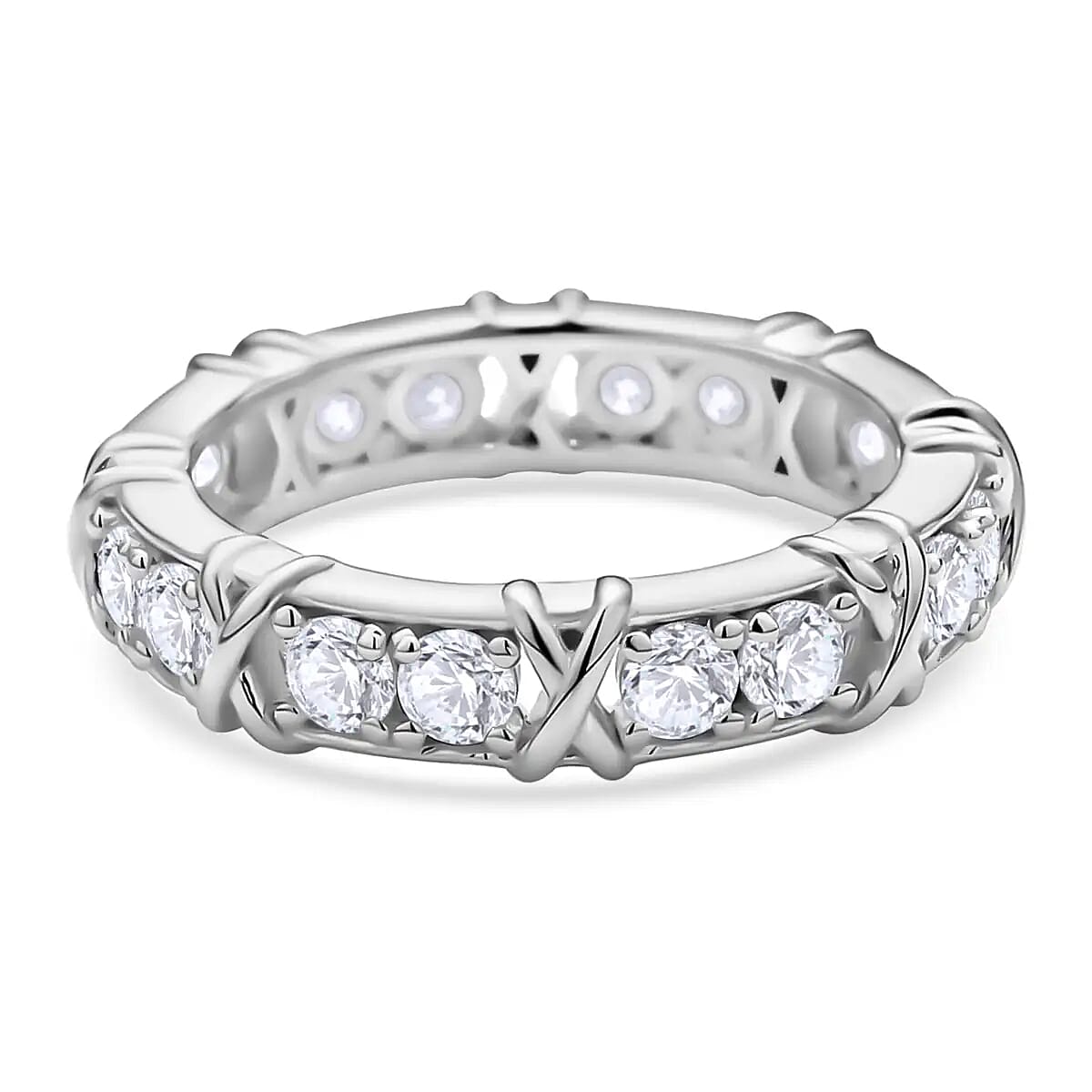 Moissanite XO Ring | Moissanite Ring | Moissanite Wedding Ring | Rhodium Over Sterling Silver Ring 1.65 ctw