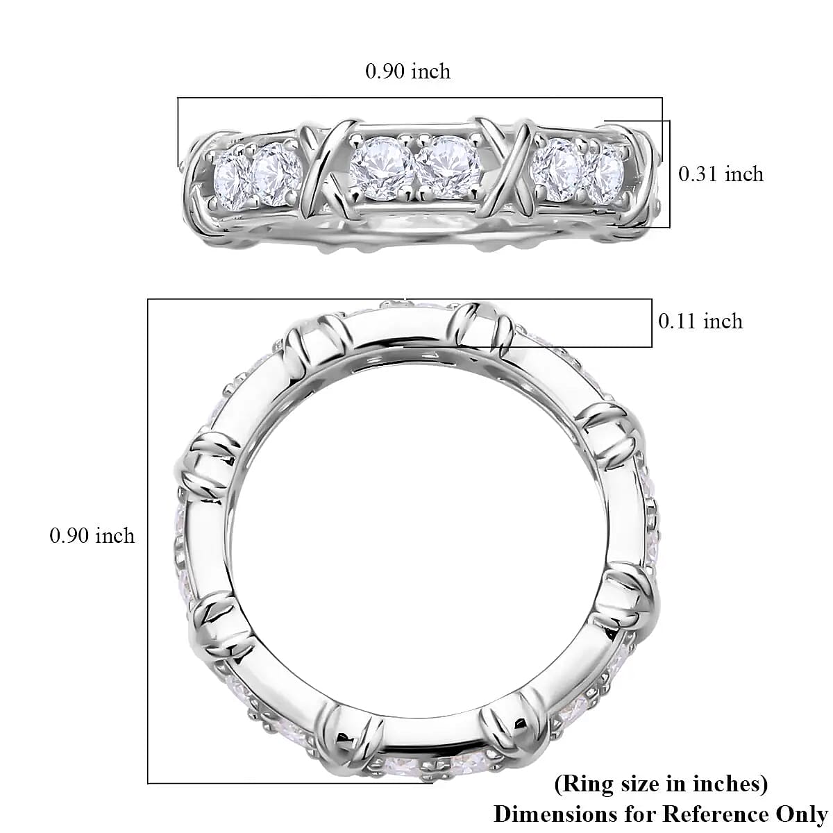 Moissanite XO Ring | Moissanite Ring | Moissanite Wedding Ring | Rhodium Over Sterling Silver Ring 1.65 ctw