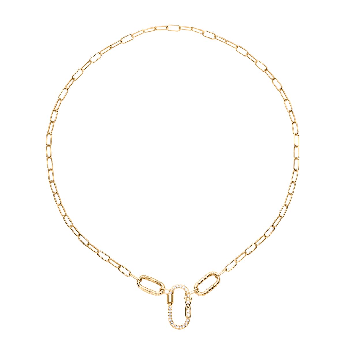 Simulated Diamond Paper Clip Chain Necklace 18 Inches in 14K Yellow Gold Over Sterling Silver 0.65 ctw image number 0