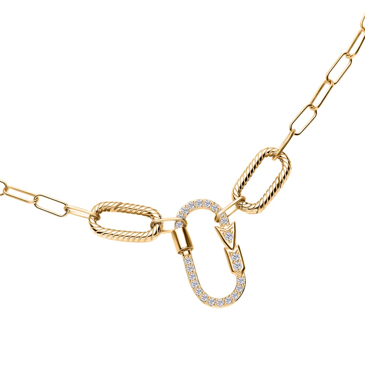 Simulated Diamond Paper Clip Chain Necklace 18 Inches in 14K Yellow Gold Over Sterling Silver 0.65 ctw image number 2
