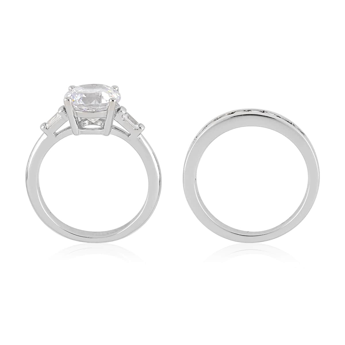 Lustro Stella 100 FACET Finest CZ Set of 2 Ring in Sterling Silver (Size 8.0) 3.35 ctw image number 3