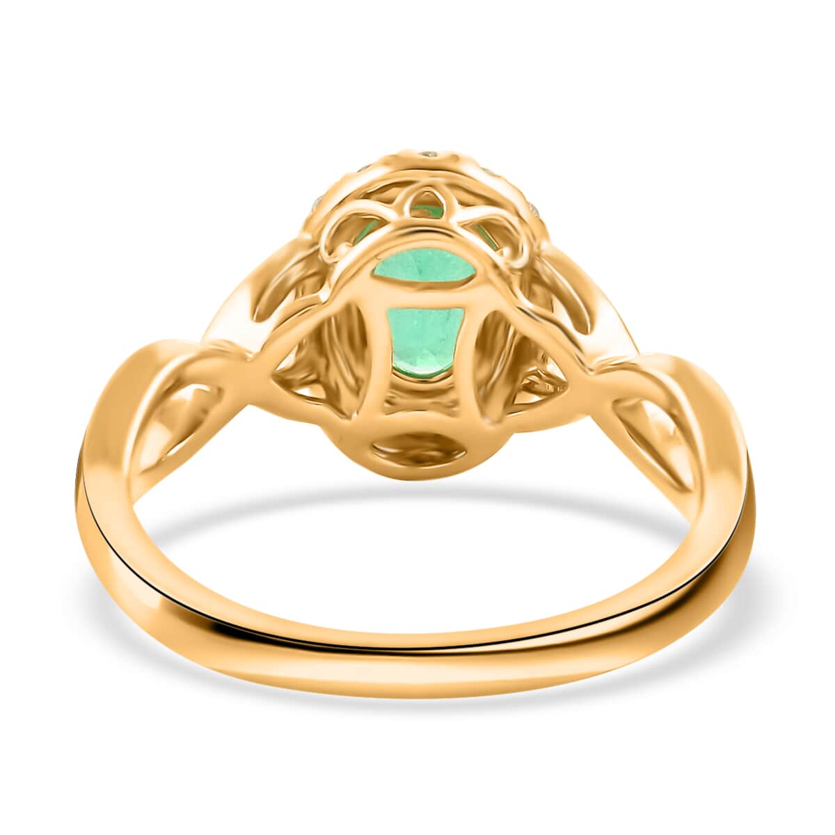 ILIANA 18K Yellow Gold AAA Ethiopian Emerald and G-H SI Diamond Ring (Size 6.0) 4.10 Grams 1.00 ctw image number 4