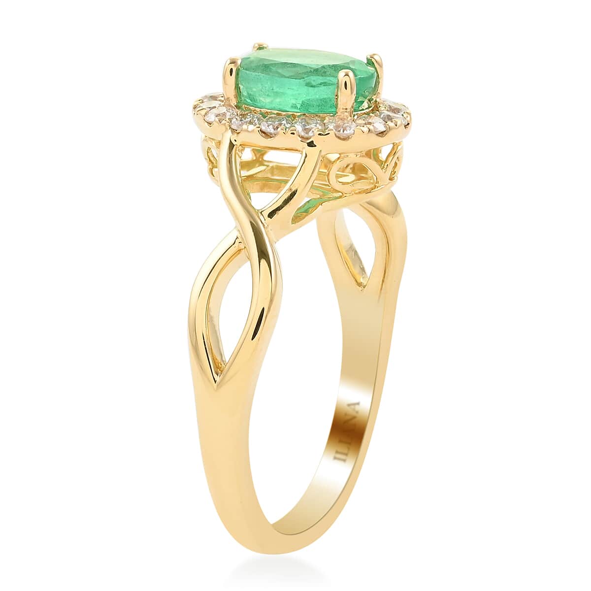 Certified Iliana 18K Yellow Gold AAA Ethiopian Emerald and G-H SI Diamond Ring (Size 6.0) 4.10 Grams 1.00 ctw image number 3