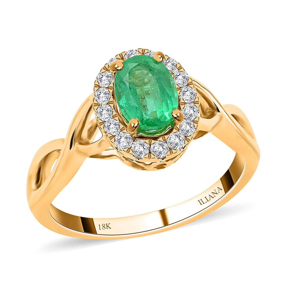 Certified and Appraised ILIANA 18K Yellow Gold AAA Ethiopian Emerald and G-H SI Diamond Ring (Size 9.0) 4.10 Grams 1.00 ctw image number 0