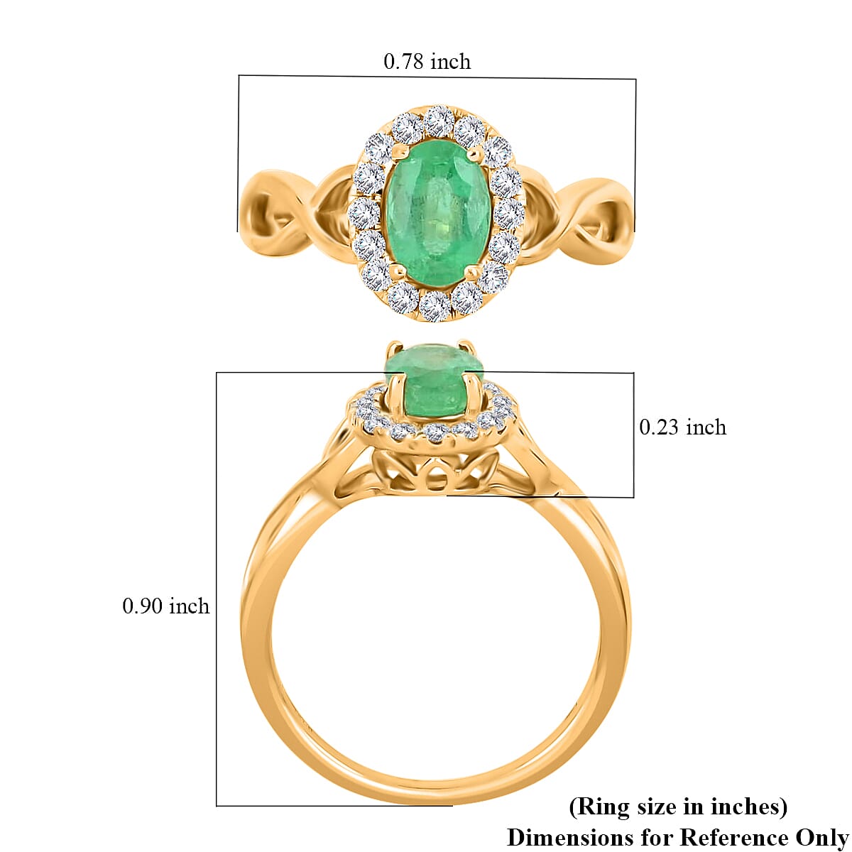 Certified and Appraised ILIANA 18K Yellow Gold AAA Ethiopian Emerald and G-H SI Diamond Ring (Size 9.0) 4.10 Grams 1.00 ctw image number 5