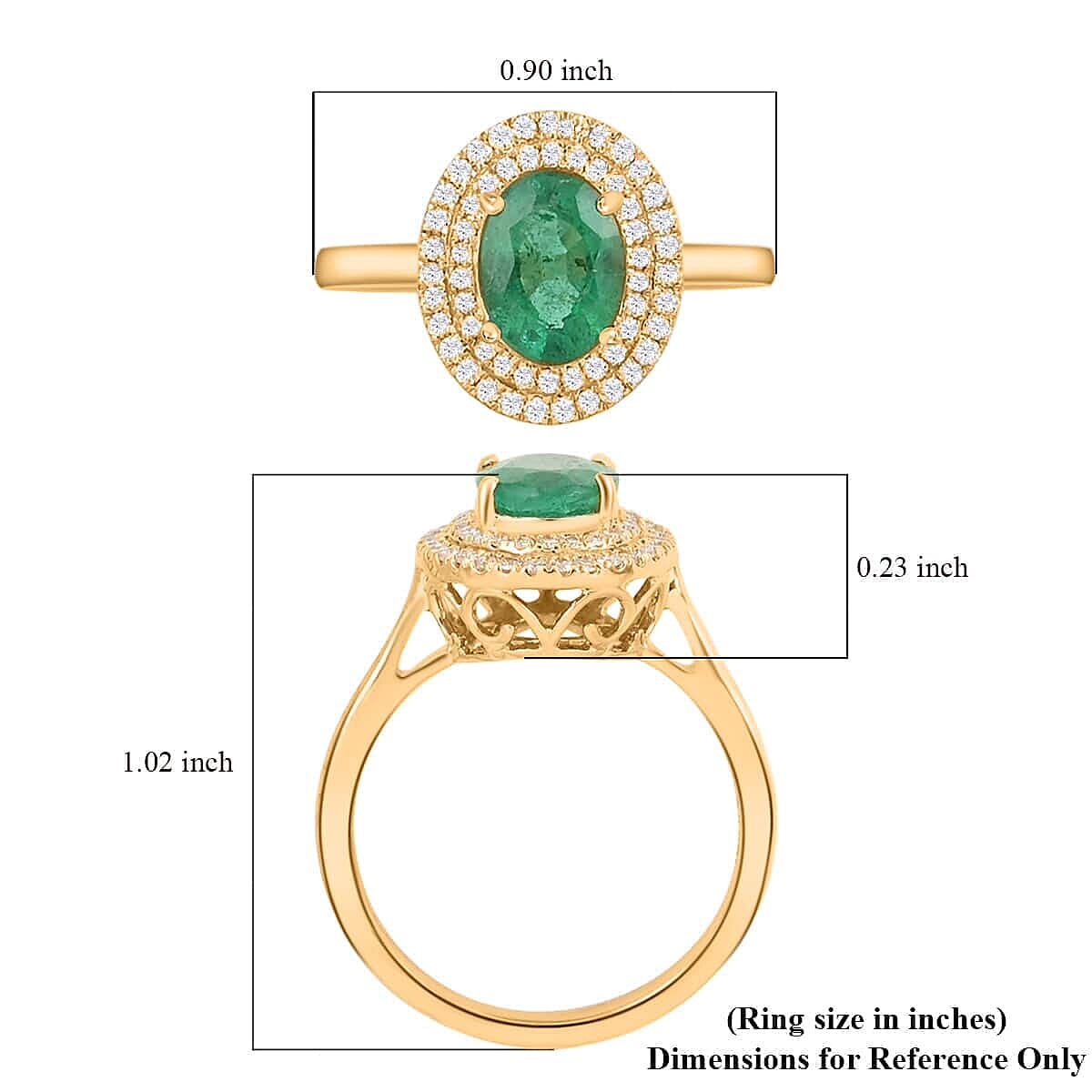 ONE OF A KIND Certified and Appraised Iliana 18K Yellow Gold AAA Kagem Zambian Emerald and G-H SI Diamond Double Halo Ring (Size 10.0) 4.30 Grams 1.50 ctw