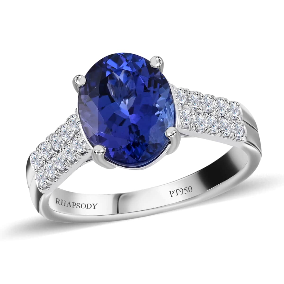 RHAPSODY 950 Platinum AAAA Tanzanite and Diamond E-F VS Ring 5.60 Grams 3.50 ctw image number 0