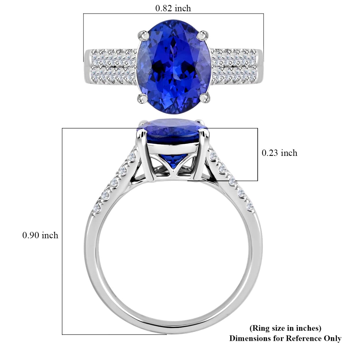 RHAPSODY 950 Platinum AAAA Tanzanite and Diamond E-F VS Ring 5.60 Grams 3.50 ctw image number 5