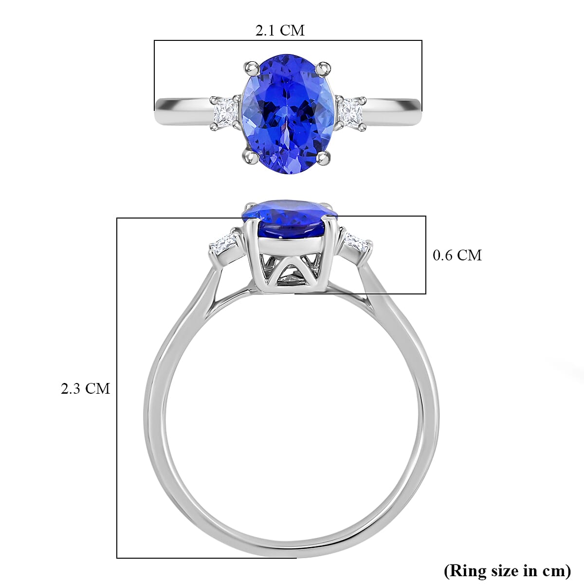 Certified and Appraised Rhapsody 950 Platinum AAAA Tanzanite and E-F VS Diamond Ring (Size 10.0) 4.50 Grams 2.15 ctw