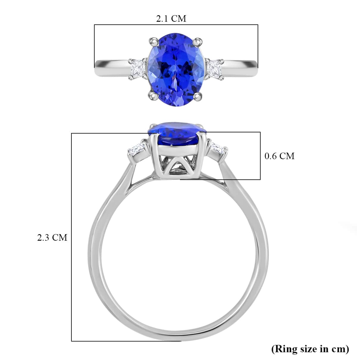 Certified and Appraised RHAPSODY 950 Platinum AAAA Tanzanite and E-F VS Diamond Ring 4.50 Grams 2.15 ctw image number 5