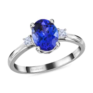 Certified & Appraised Rhapsody 950 Platinum AAAA Tanzanite and E-F VS Diamond Ring (Size 6.0) 4.50 Grams 2.15 ctw