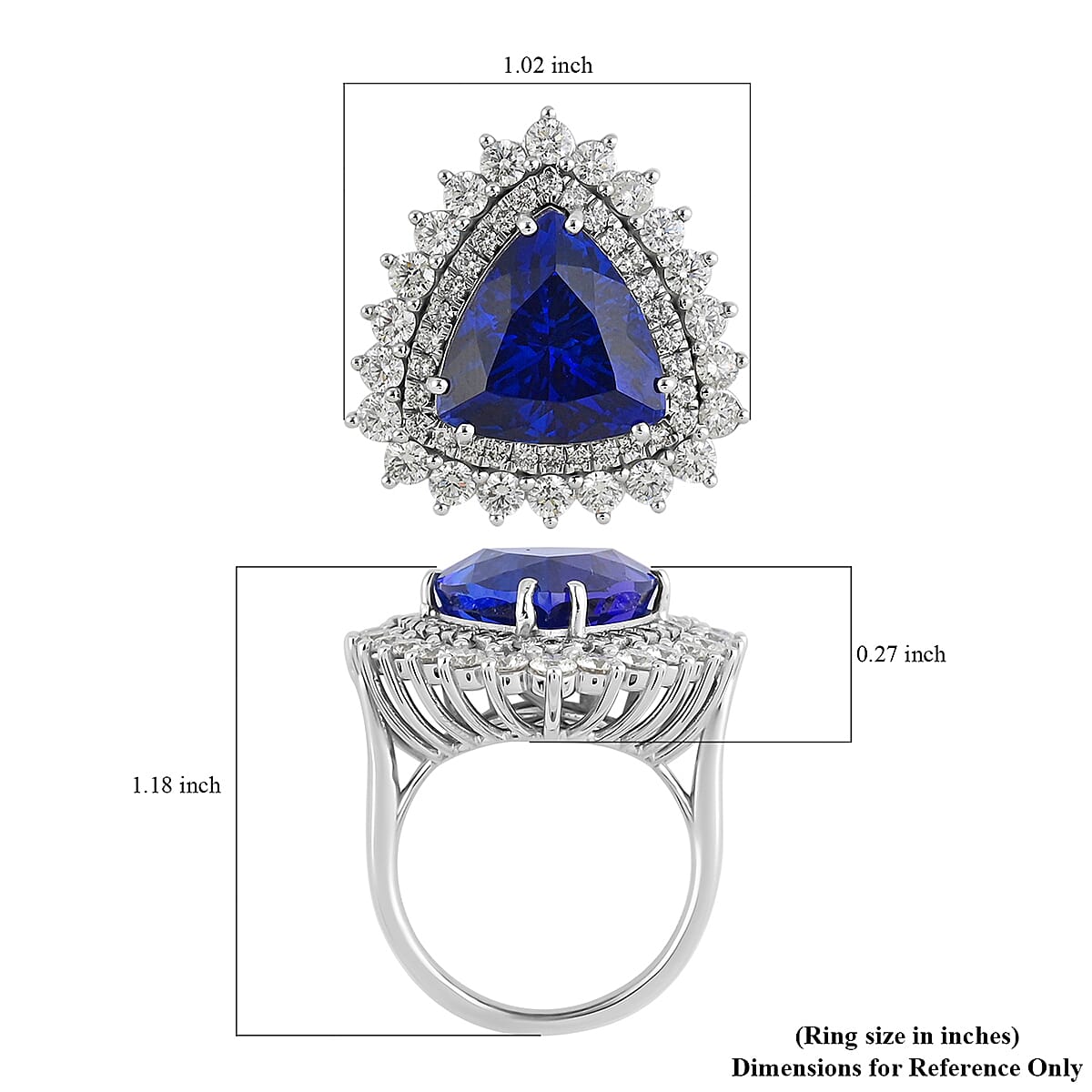 Rhapsody 950 Platinum AAAA Tanzanite and E-F VS Diamond Double Halo Ring (Size 8.0) 13.85 Grams 14.40 ctw image number 5