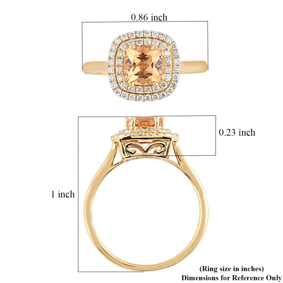 ILIANA 18K Yellow Gold AAA Imperial Topaz, Diamond (G-H, SI) (0.30 cts) Double Halo Ring (Size 10.0) (3.50 g) 1.50 ctw image number 5