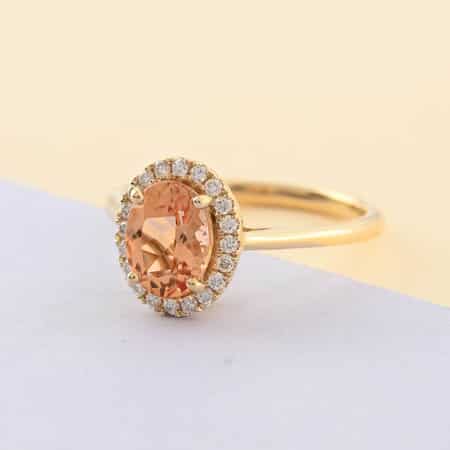 Certified Iliana 18K Yellow Gold AAA Imperial Topaz and G-H SI Diamond Halo Ring (Size 10.0) 1.60 ctw image number 1