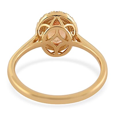 Certified Iliana 18K Yellow Gold AAA Imperial Topaz and G-H SI Diamond Halo Ring (Size 10.0) 1.60 ctw