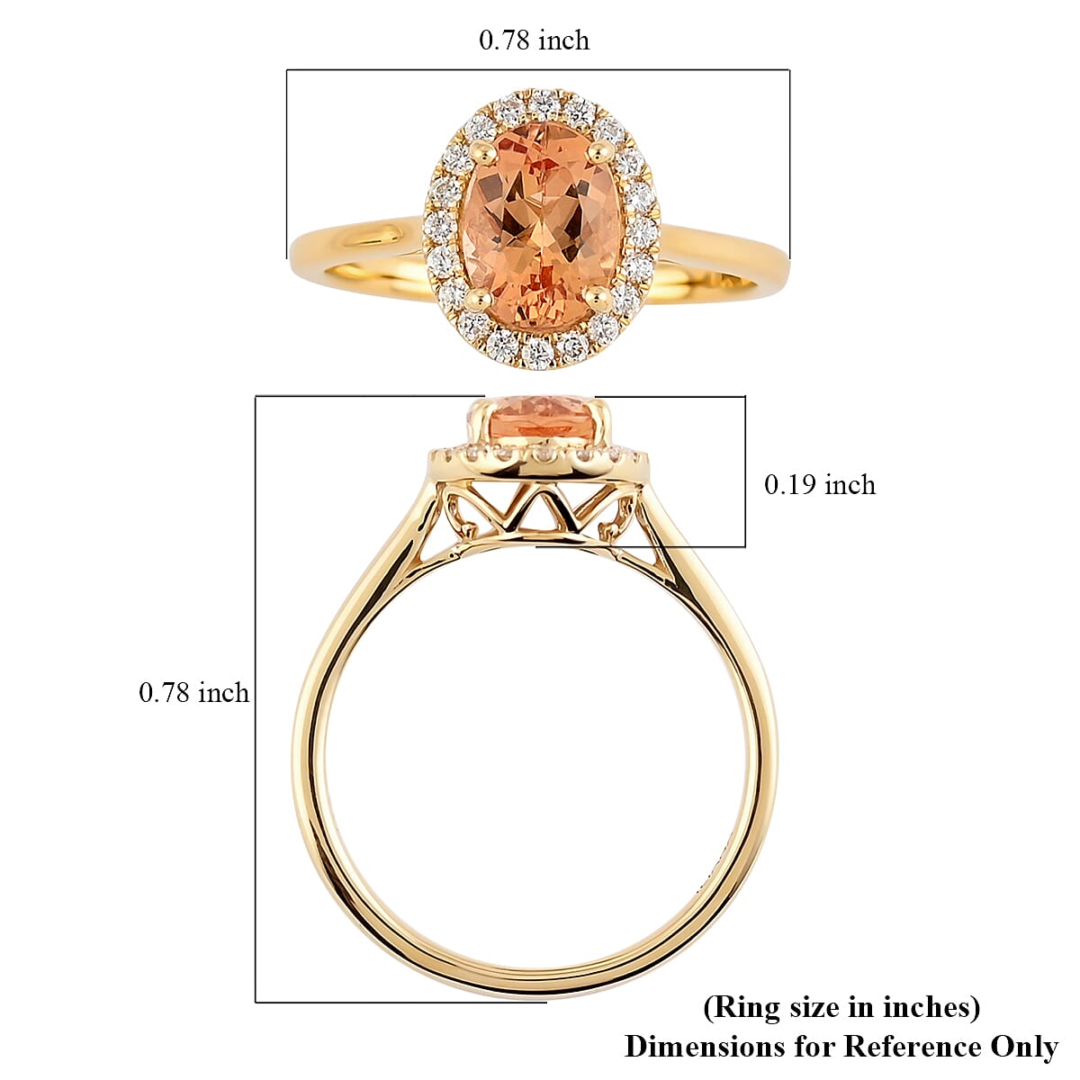 Certified & Appraised ILIANA 18K Yellow Gold AAA Natural Imperial Topaz and G-H SI Diamond Halo Ring (Size 6.0) 3.10 Grams 1.60 ctw image number 5