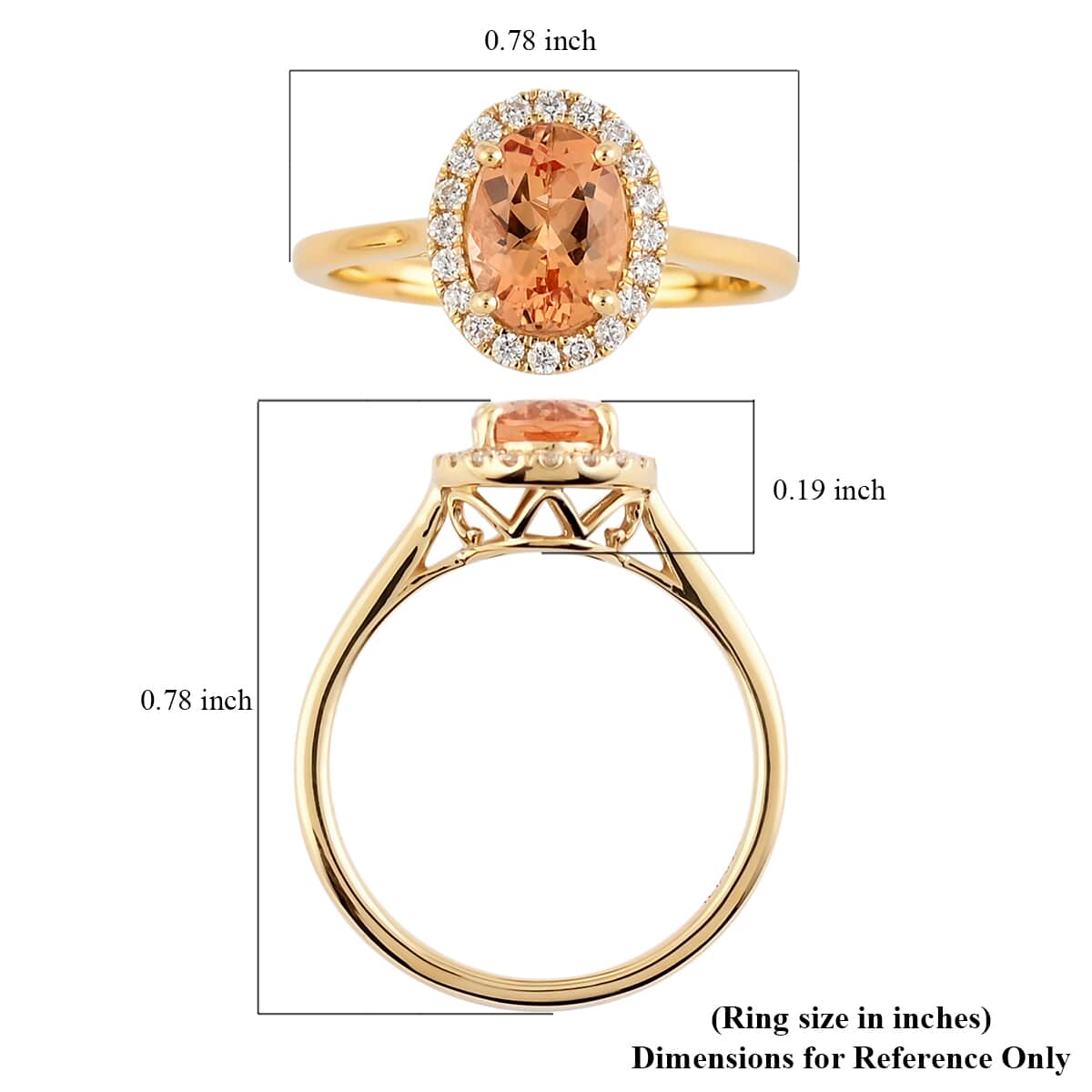 Certified Iliana 18K Yellow Gold AAA Natural Imperial Topaz and G-H SI Diamond Halo Ring (Size 9.0) 1.60 ctw image number 5