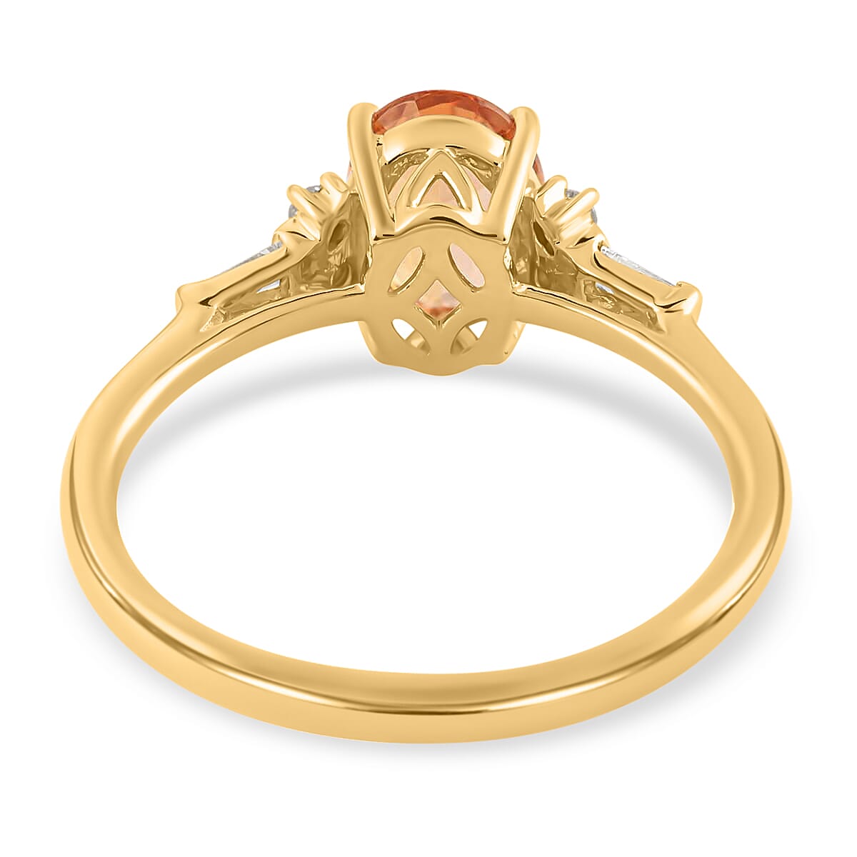 ILIANA 18K Yellow Gold AAA Natural Imperial Topaz and G-H SI Diamond Ring 2.70 Grams 1.60 ctw image number 4