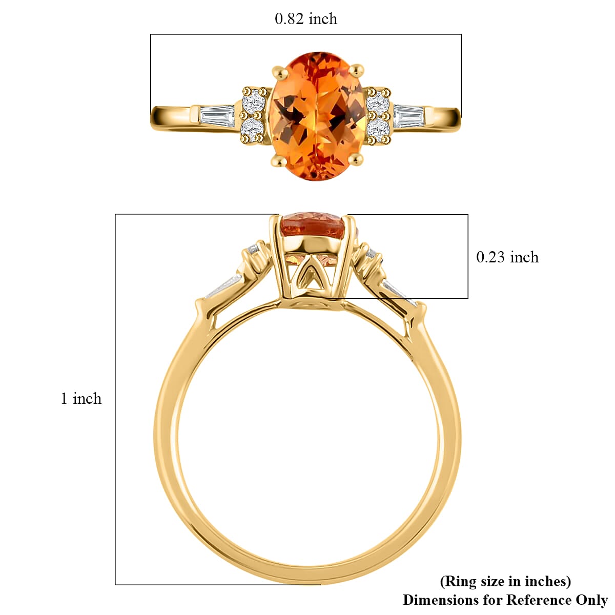 ILIANA 18K Yellow Gold AAA Natural Imperial Topaz and G-H SI Diamond Ring 2.70 Grams 1.60 ctw image number 5