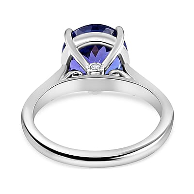 Certified and Appraised Rhapsody 950 Platinum AAAA Tanzanite and E-F VS Diamond Accent Solitaire Ring (Size 6.0) 7.92 Grams 5.00 ctw