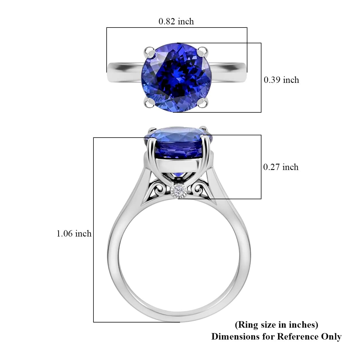 Certified and Appraised Rhapsody 950 Platinum AAAA Tanzanite and E-F VS Diamond Accent Solitaire Ring (Size 9.0) 7.92 Grams 5.00 ctw image number 5