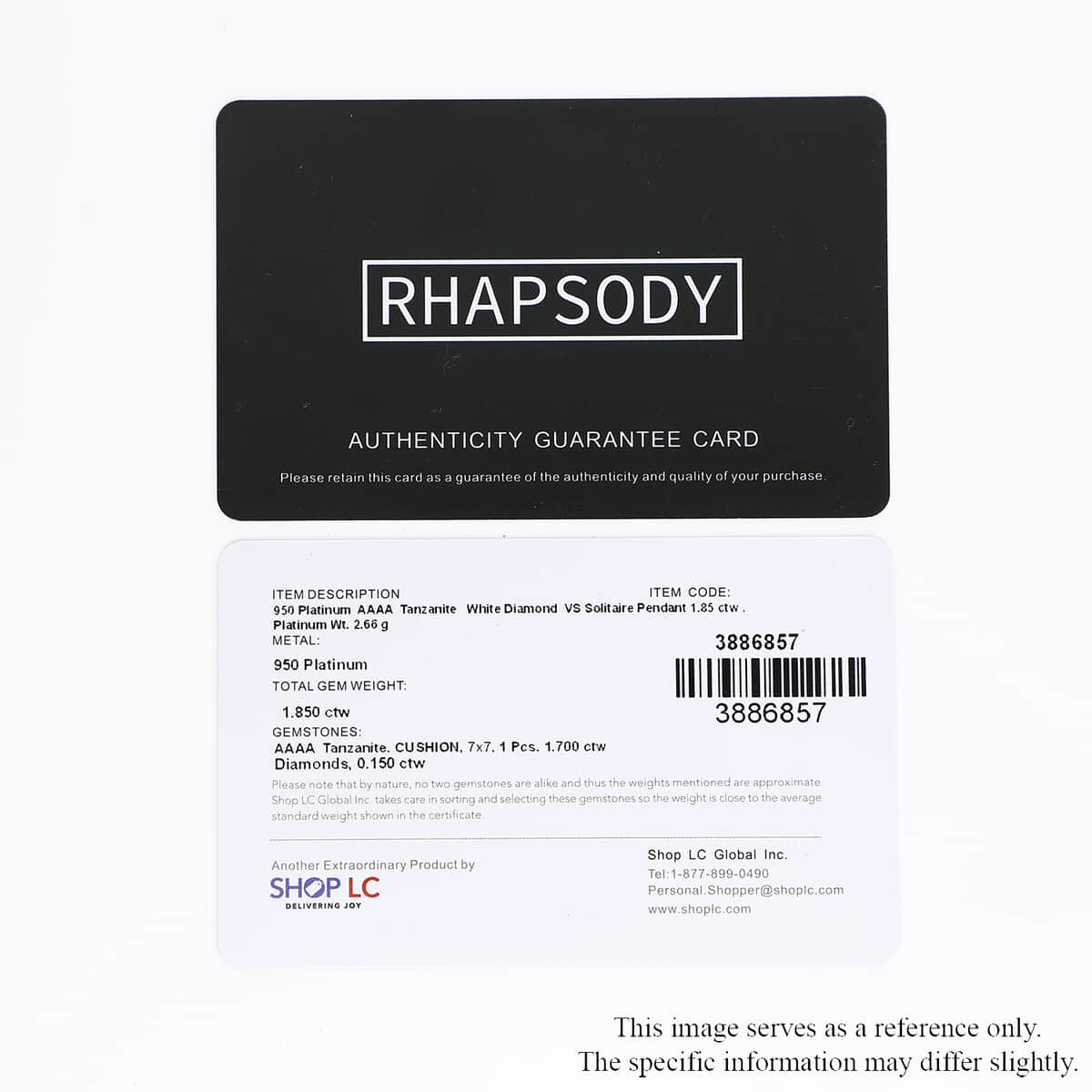 Certified Rhapsody 950 Platinum AAAA Tanzanite and E-F VS Diamond Pendant 1.85 ctw image number 7