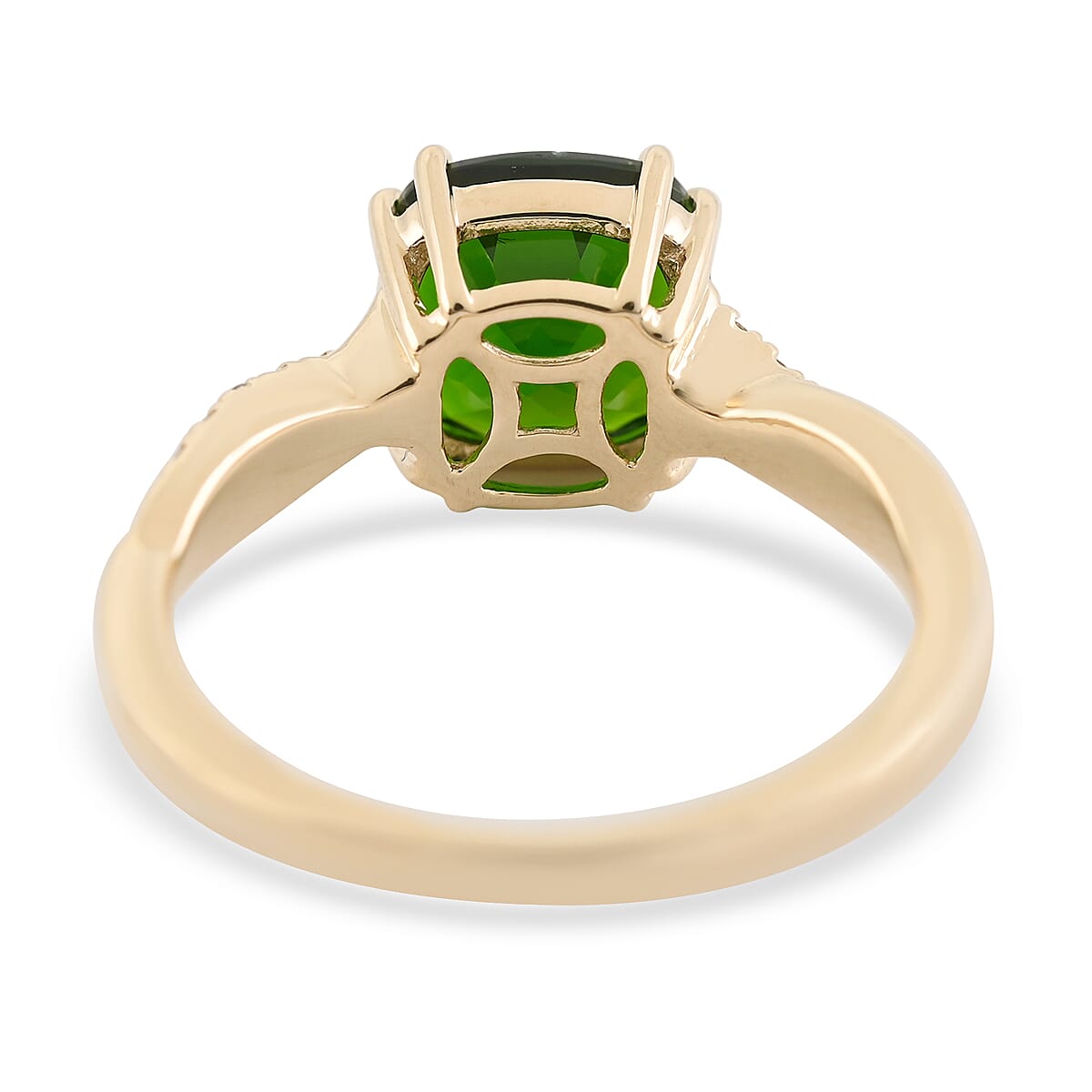 LUXORO 10K Yellow Gold AAA Chrome Diopside and G-H I2 Diamond Solitaire Ring (Size 9.0) 2.40 ctw image number 4