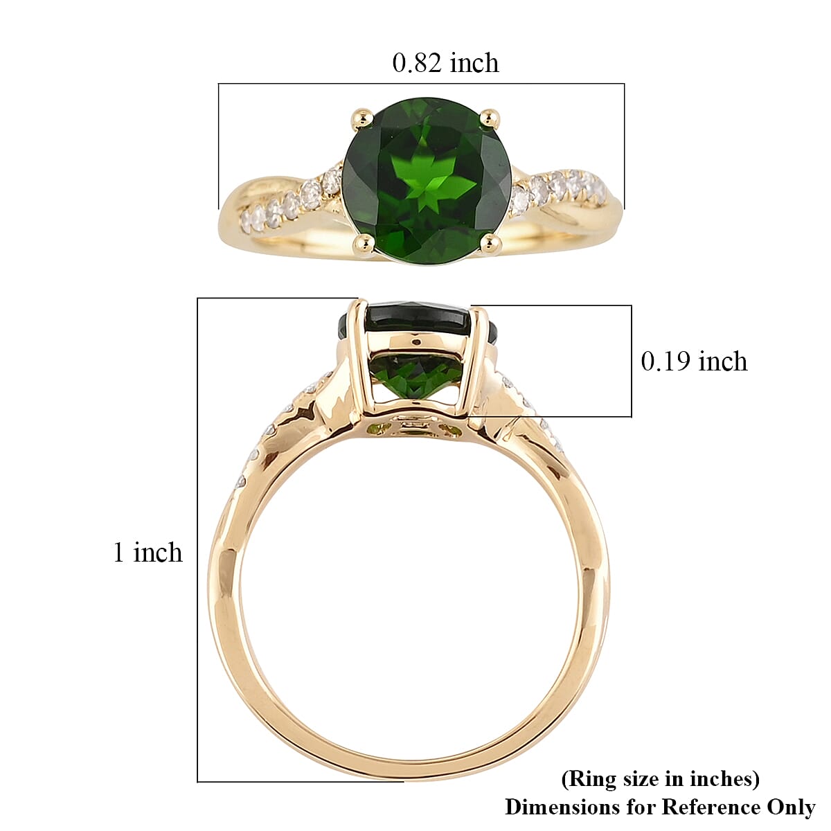 Luxoro 10K Yellow Gold AAA Natural Chrome Diopside and G-H I2 Diamond Infinity Shank Ring (Size 7.0) 2.40 ctw image number 5