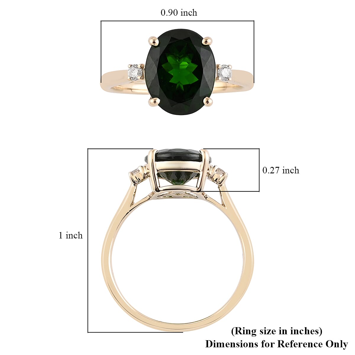 Luxoro 10K Yellow Gold AAA Chrome Diopside and Diamond Solitaire Ring (Size 6.0) 3.70 ctw