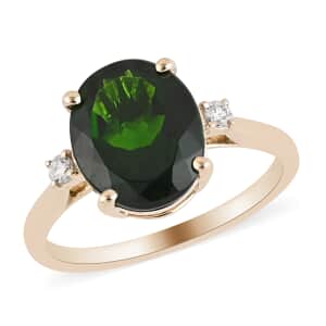 Luxoro 10K Yellow Gold AAA Chrome Diopside and Diamond Solitaire Ring (Size 7.0) 3.70 ctw