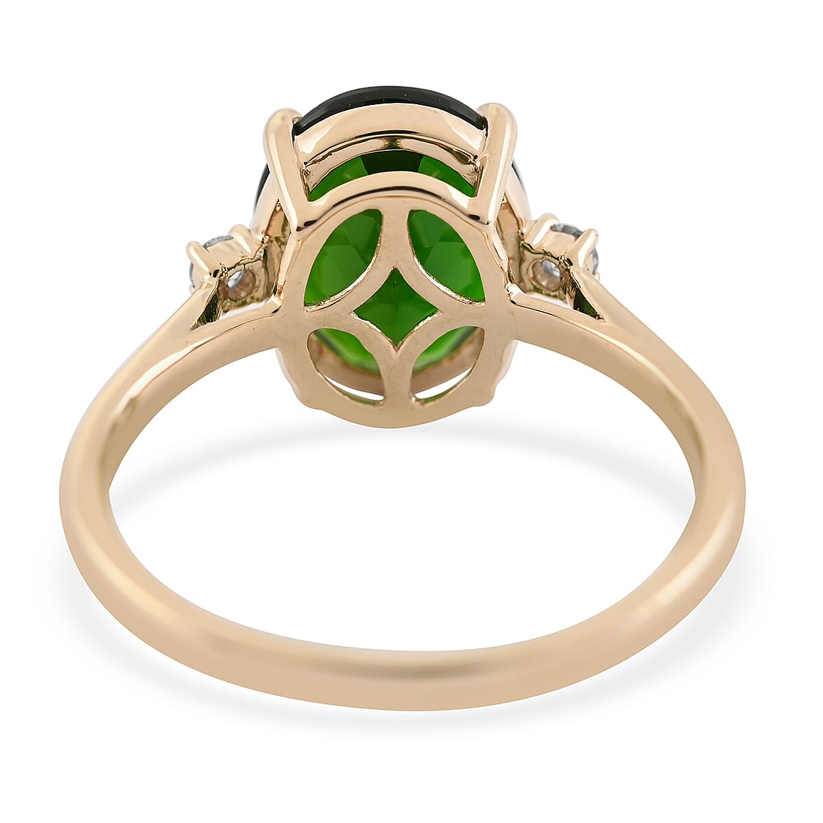 Luxoro 10K Yellow Gold AAA Chrome Diopside and Diamond Solitaire Ring (Size 9.0) 3.70 ctw image number 4