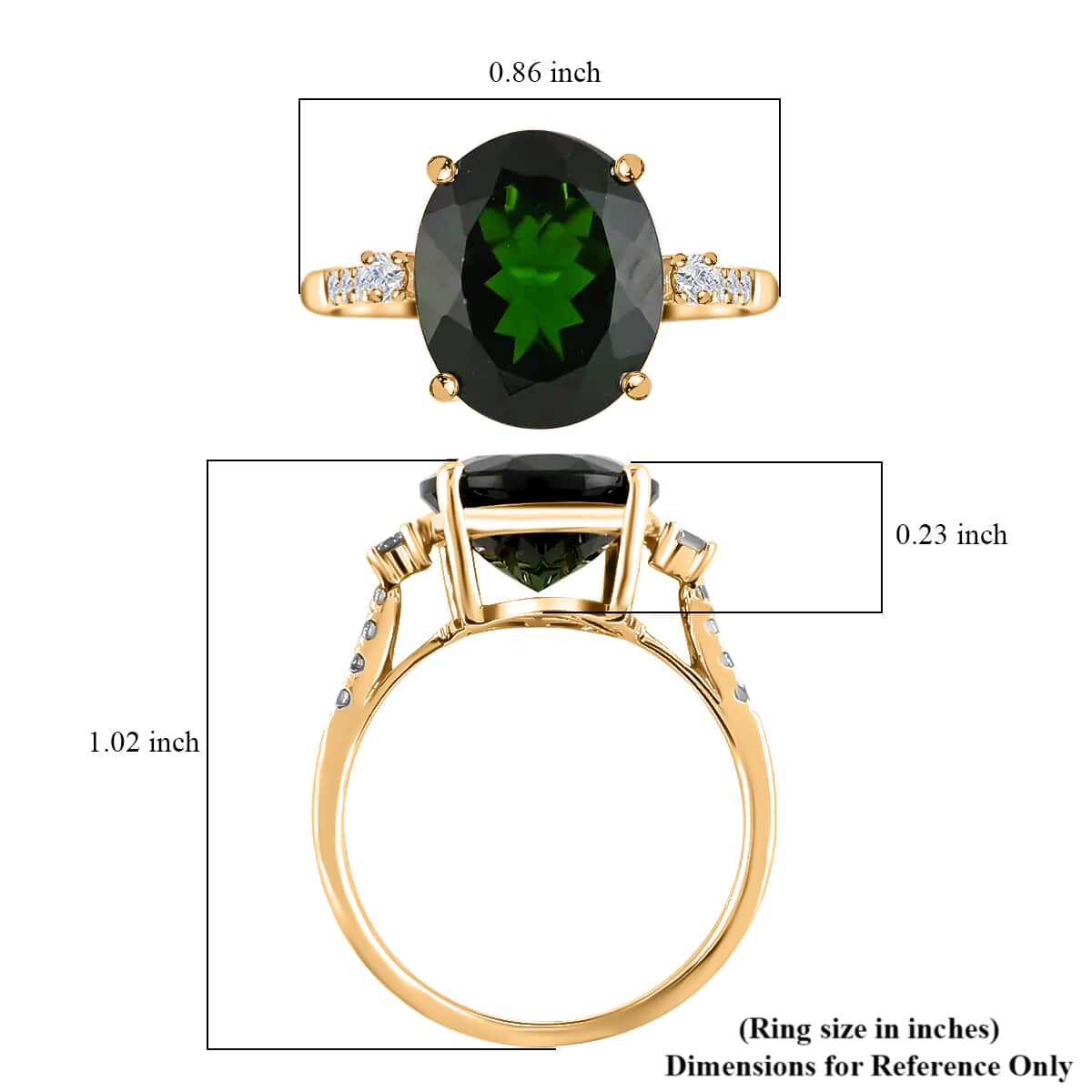 LUXORO 10K Yellow Gold AAA Natural Russian Diopside, Diamond (G-H, I2) (0.15 cts) Solitaire Ring (1.90 g) 4.80 ctw image number 5