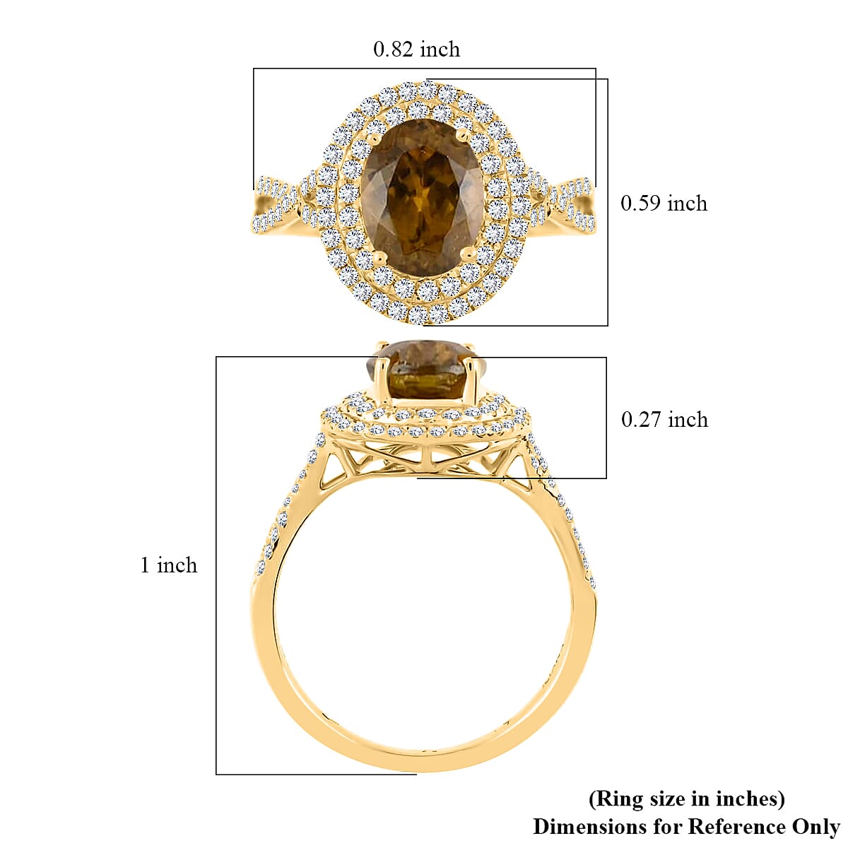 Iliana 18K Yellow Gold AAA Sava Sphene and G-H SI Diamond Double Halo Ring (Size 10.0) 2.90 ctw