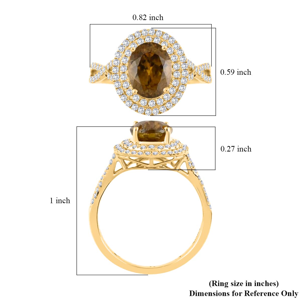 ILIANA 18K Yellow Gold AAA Sava Sphene and Diamond G-H SI Double Halo Ring 3.90 Grams 2.90 ctw image number 5
